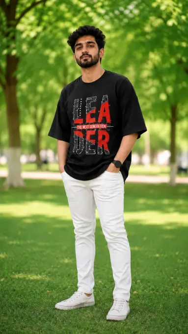 Next Gen Leader oversized T-shirt with chest graphic