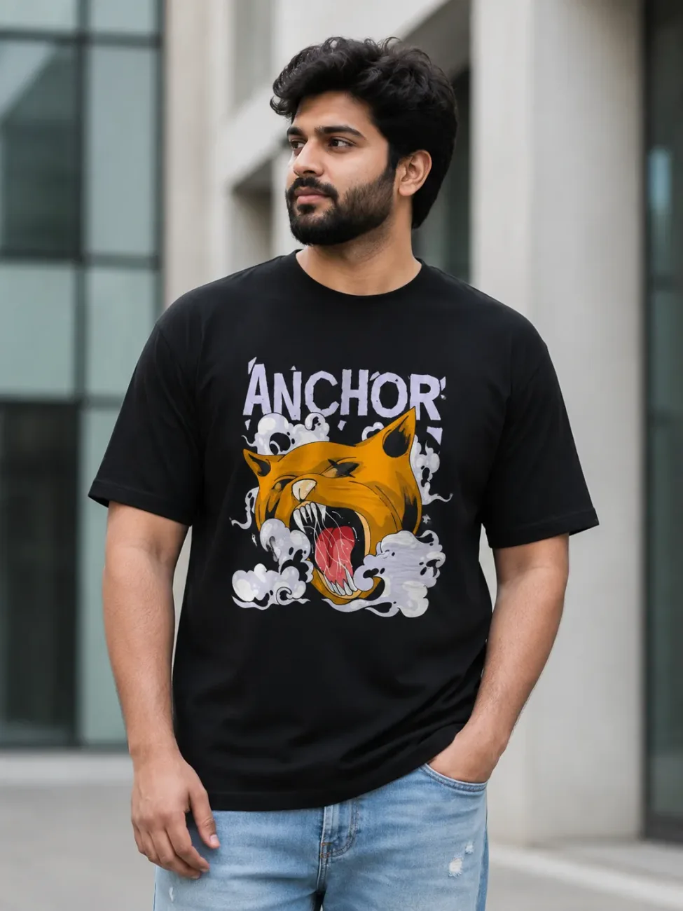 Anchor Beast Roar Plus Size Graphic T-Shirt – Black
