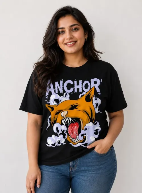 Anchor Beast Roar Plus Size Graphic T-Shirt – Black