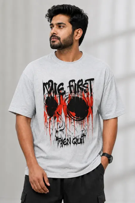 Never Quit Skull Graphic Plus Size T-Shirt