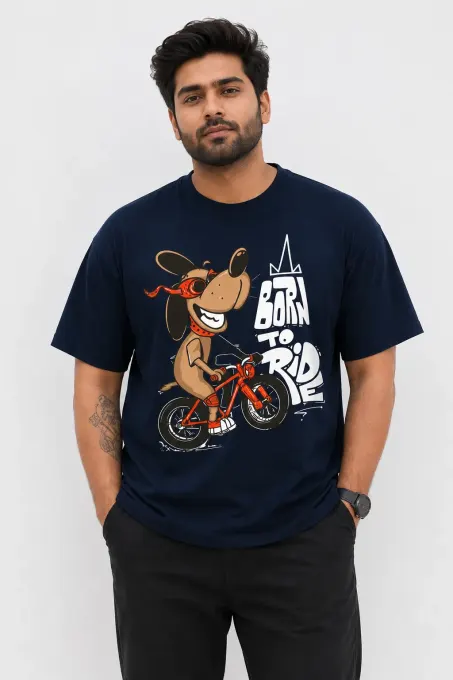 Born to Ride Dog Graphic Plus Size T-Shirt