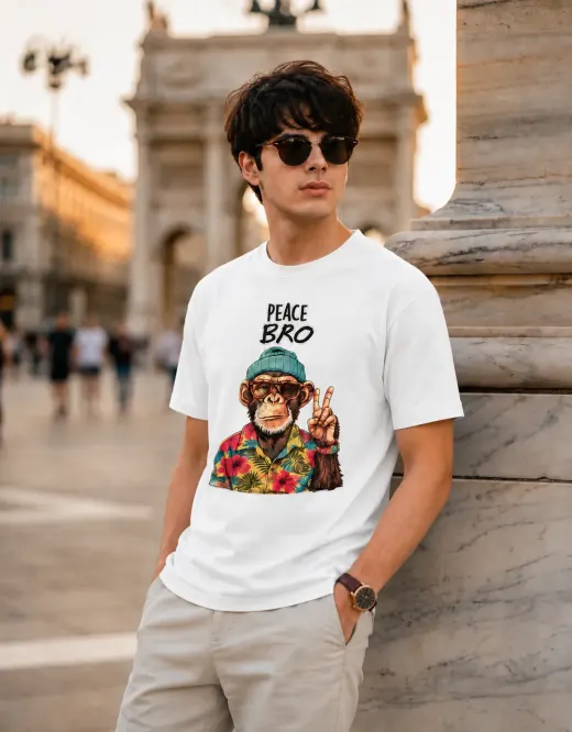 Peace Bro Chimp Graphic Supima Cotton T-Shirt