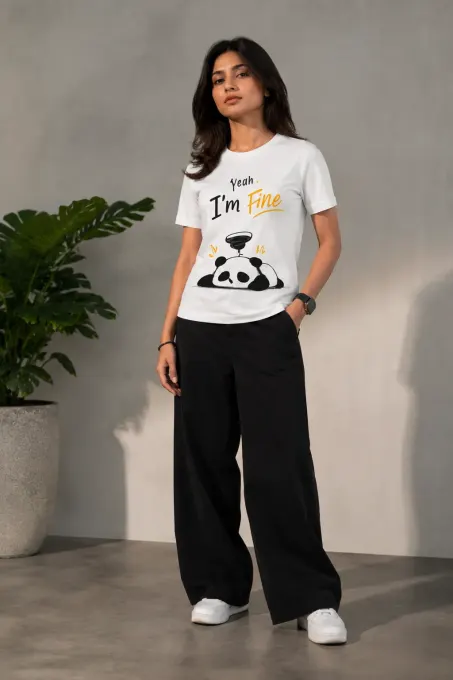 Yeah I'm Fine Panda supima cotton  T-Shirt
