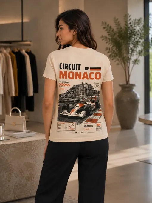 Circuit De Monaco Front & Back Print Classic Crew T-Shirt