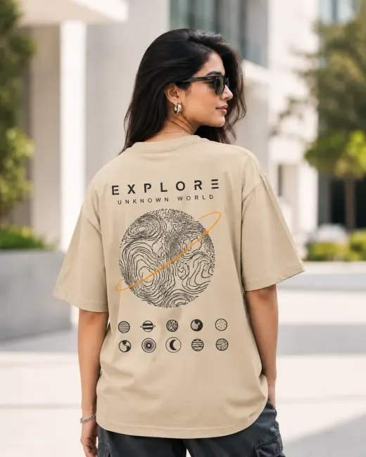 Explore Unknown World oversized T-shirt with bold graphic and relaxed fit