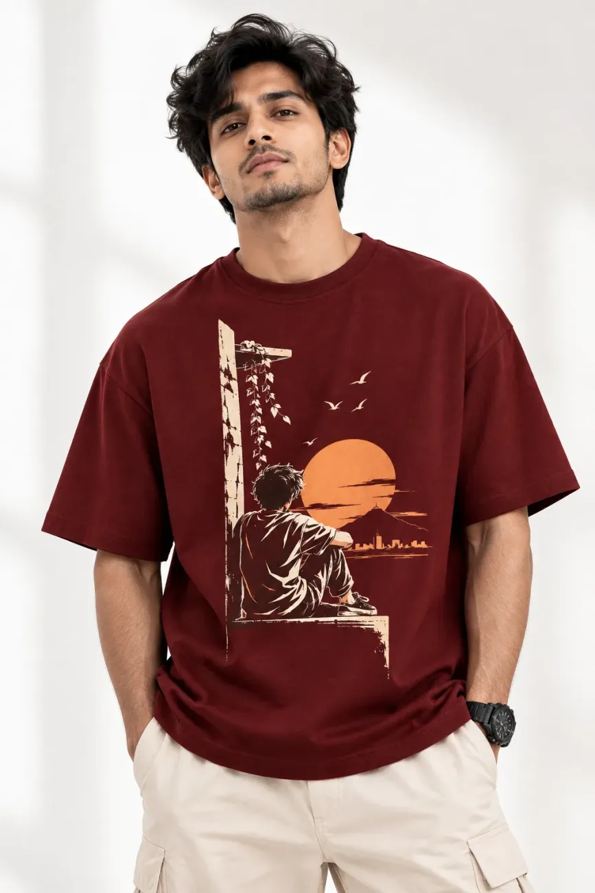 Sunset Solitude Oversized T-Shirt