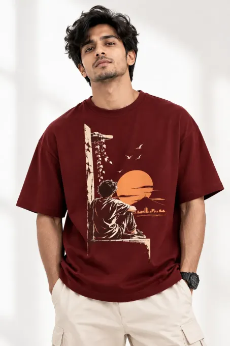 Sunset Solitude Oversized T-Shirt