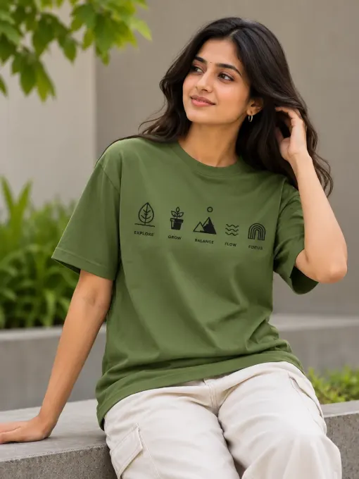 Explore Grow Balance oversized T-shirt — front view