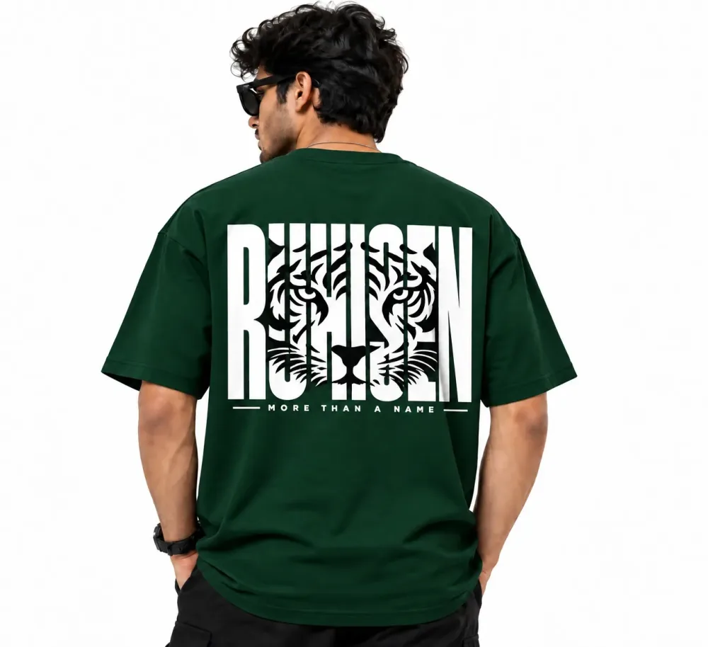 Ruhisen Tiger Typography Oversized T-Shirt