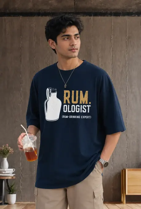 Rum-Ologist graphic Supima cotton t-shirt, front view