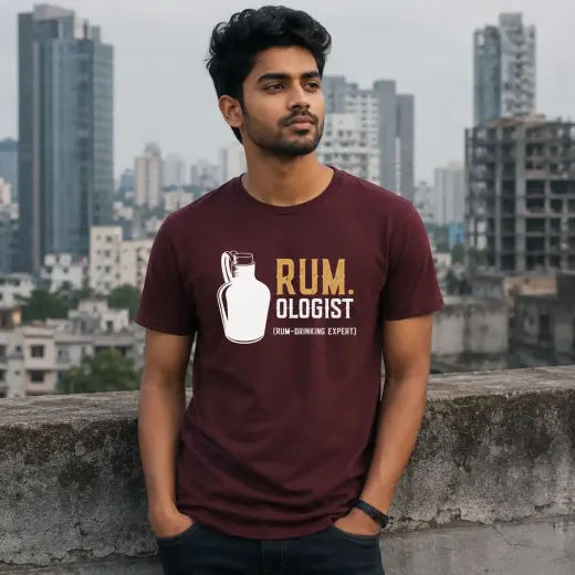 Oversized Rum-Ologist graphic Supima cotton t-shirt, white, front view