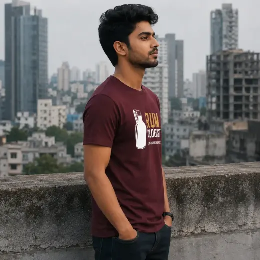 Rum-Ologist graphic Supima cotton oversized t-shirt displayed front-on in a clean urban streetwear style