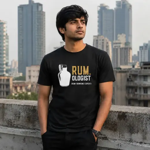 Rum-Ologist graphic Supima cotton oversized t-shirt, front view