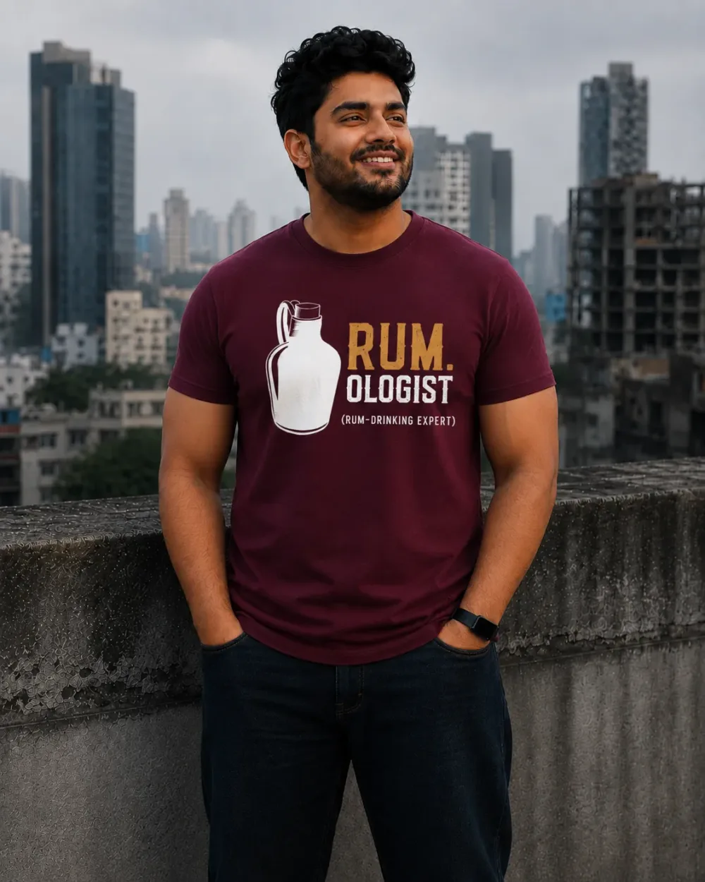 Rumologist Plus Size Unisex Regular Fit T-Shirt – Maroon / Black / Navy Blue