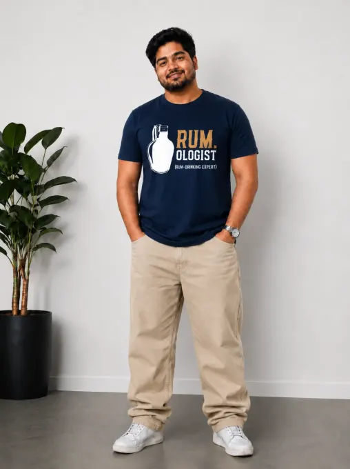 Rumologist unisex plus-size classic crew t-shirt in black, navy blue and maroon with an oversized fit