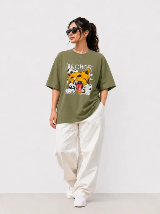 Savage Anchor oversize t-shirt featuring a bold anchor graphic on the front