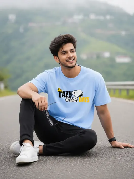 Snoopy Lazy Days graphic cotton-stretch t-shirt with Snoopy print on front