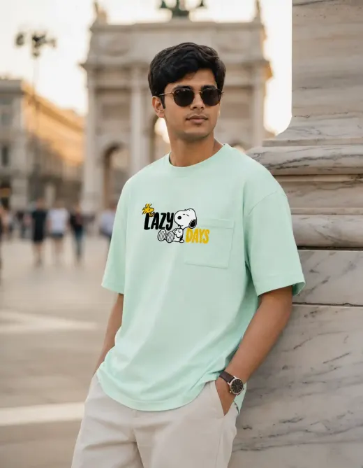 Snoopy ‘Lazy Days’ graphic on cotton stretch t-shirt