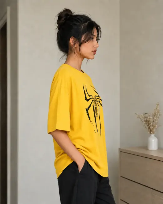 Spider Responsibility oversized graphic t-shirt featuring a bold spider motif and relaxed fit