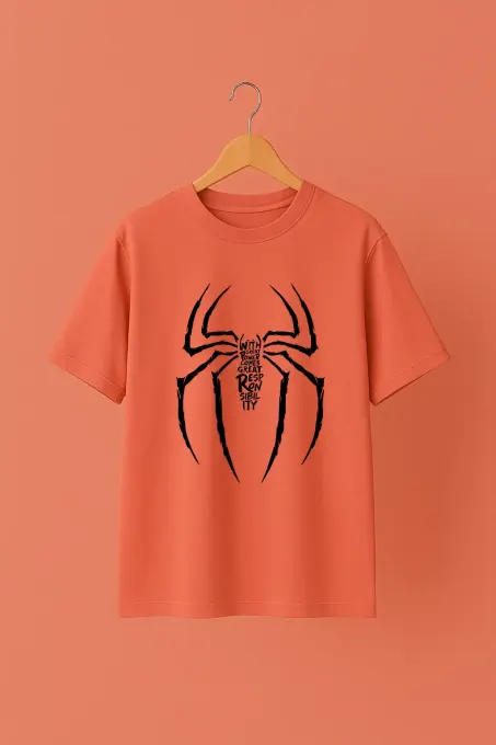Spider Responsibility oversized graphic t-shirt featuring a spider-themed front print and relaxed streetwear fit