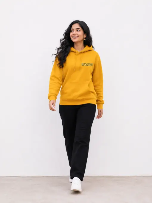 Starboy mustard yellow pullover hoodie in premium oversized style