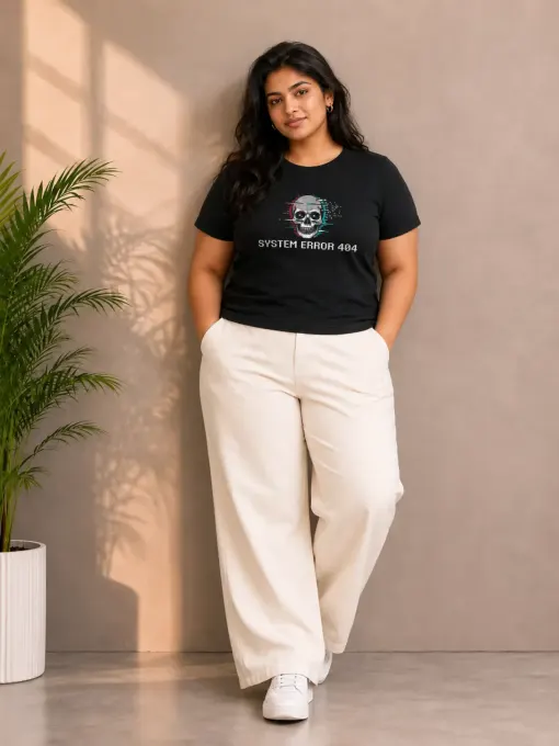 System Error 404 plus-size unisex regular-fit t-shirt in black, Supima cotton