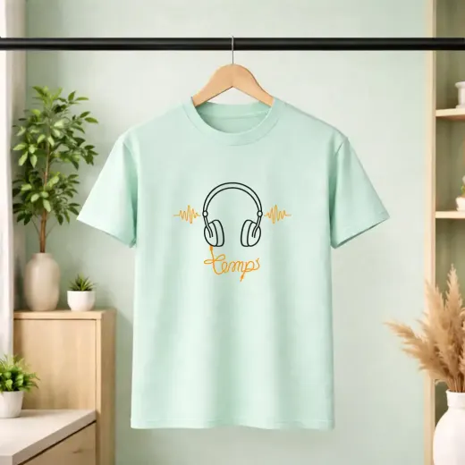 Temps Headphone graphic cotton-stretch t-shirt with bold headphone print