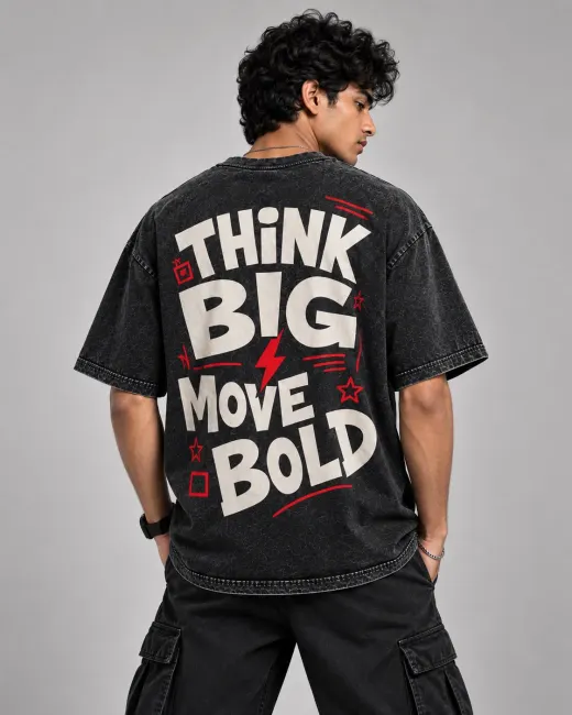 Think Big Move Bold Acid Wash Oversized T-Shirt