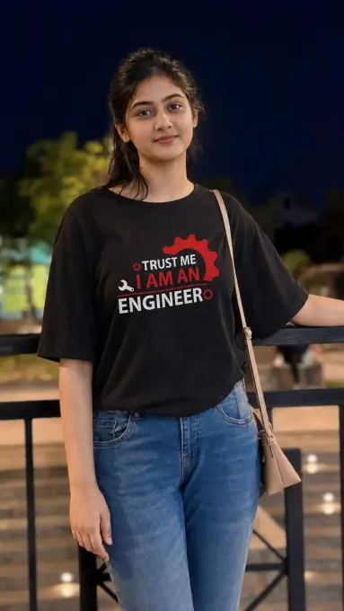 Supima cotton t-shirt featuring 'Trust Me I Am An Engineer' graphic