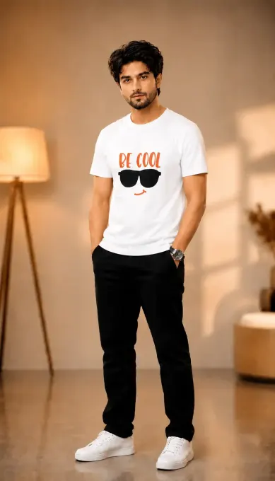 Unisex "Be Cool" sunglasses graphic classic crew t-shirt