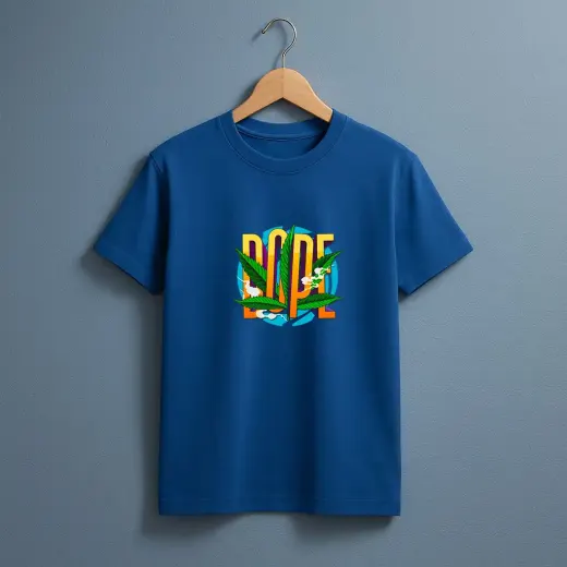 Unisex "Dope" leaf graphic crew t-shirt, front view