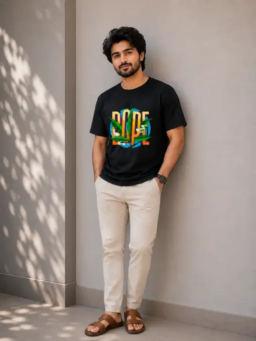 Unisex "Dope" leaf graphic crew t-shirt featuring bold 'Dope' lettering and leaf motif