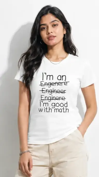 Unisex classic crew t-shirt with 'Engineer Spelling' humor graphic