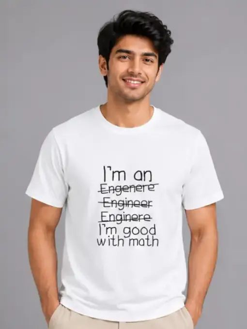 Unisex crew t-shirt featuring an "Engineer Spelling" humor graphic print