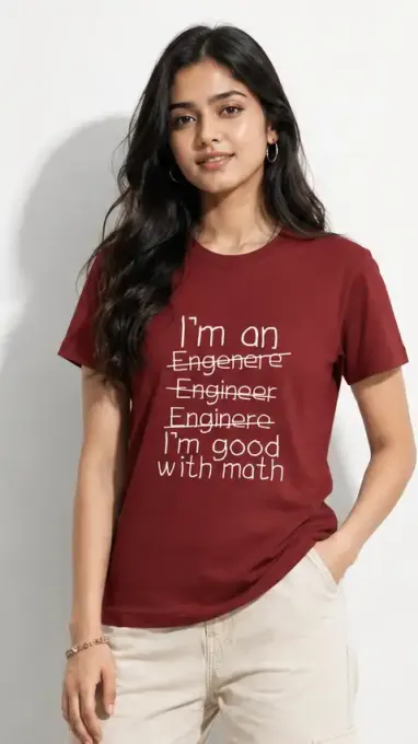 Unisex "Engineer Spelling" humor graphic classic crew t-shirt