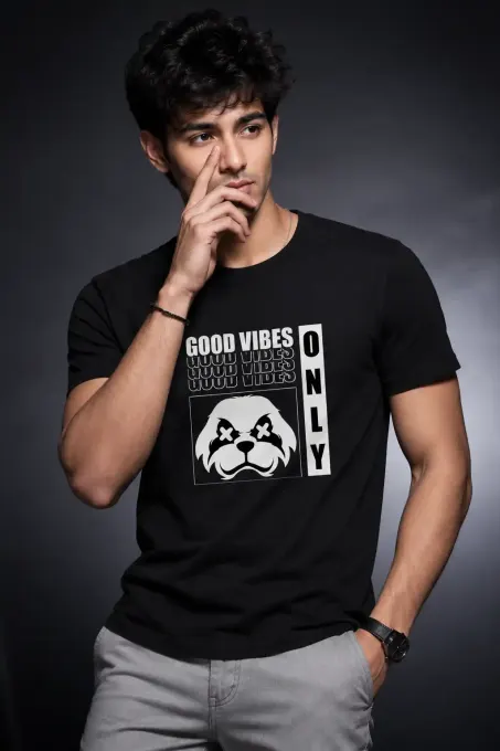 Unisex 'Good Vibes Only' edgy graphic classic crew t-shirt