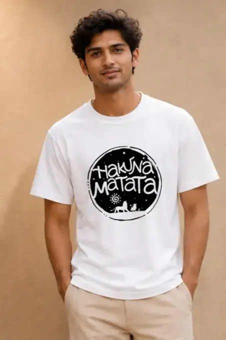 Unisex 'Hakuna Matata' silhouette graphic crew t-shirt, front view