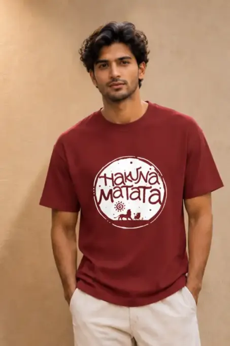 Unisex 'Hakuna Matata' silhouette graphic crew t-shirt worn on model