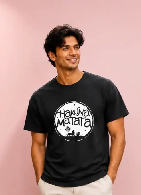 Unisex crew t-shirt featuring a 'Hakuna Matata' silhouette graphic