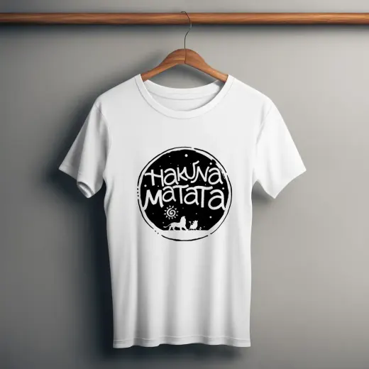 Unisex 'Hakuna Matata' silhouette graphic crew t-shirt (classic crew) featuring bold typographic artwork