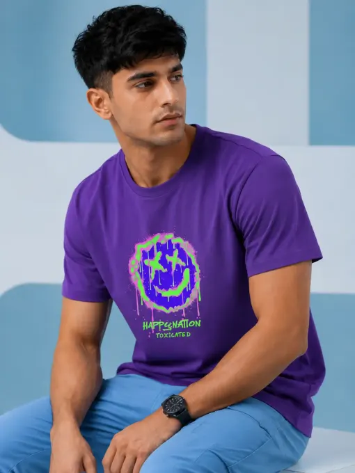 Unisex "Happy Nation" Acid Drip Smiley T-Shirt