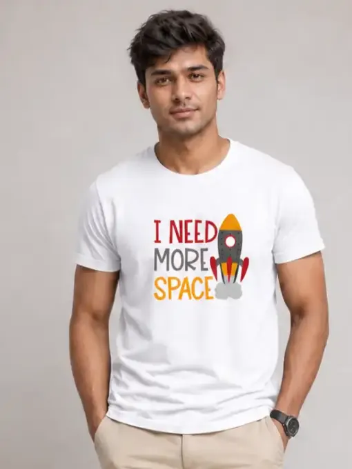 Unisex "I Need More Space" rocket graphic crew t-shirt