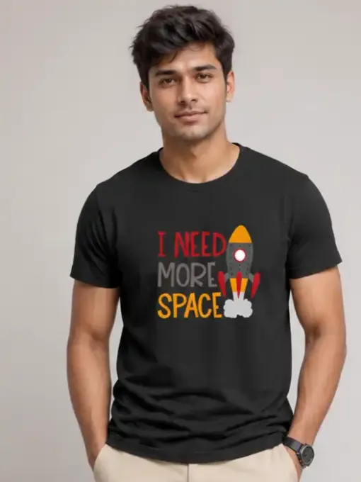 Unisex "I Need More Space" rocket graphic crew t-shirt
