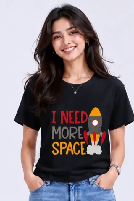 Unisex "I Need More Space" Rocket Graphic T-Shirt