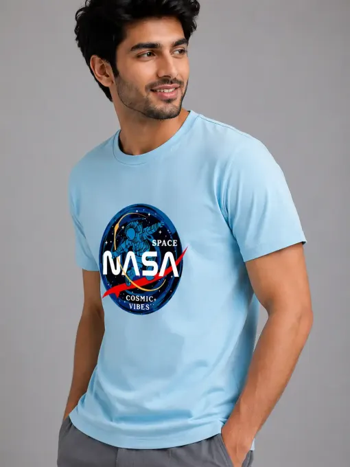 Unisex NASA Cosmic Vibes graphic crew t-shirt with space-themed print