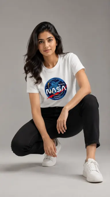 Unisex 'NASA Cosmic Vibes' graphic crew t-shirt featuring a space-themed print