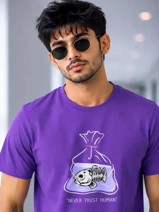 Unisex "Never Trust Human" Fish Graphic T-Shirt