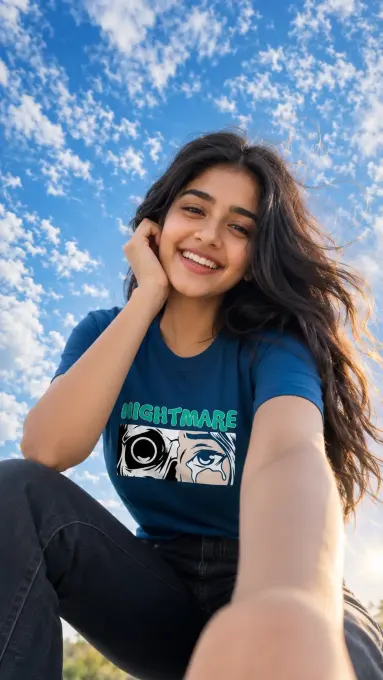 Unisex 'Nightmare' comic-style eye graphic on a classic crew t-shirt