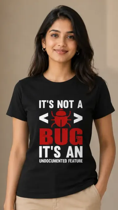Unisex "Not A Bug" programmer graphic crew t-shirt with code-style print