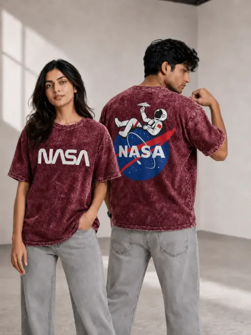 Unisex Oversize NASA Astronaut Acid Washed T-Shirt